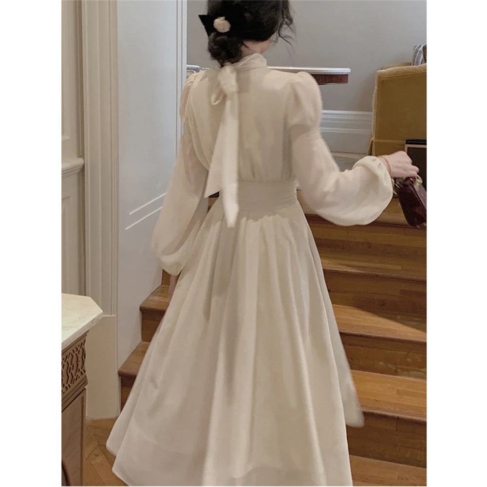 High Neck Pleated Long Dress, French Gentle Style, Elegant, Royal Sister Style, Spring Fashion, Autumn and Winter, 2023