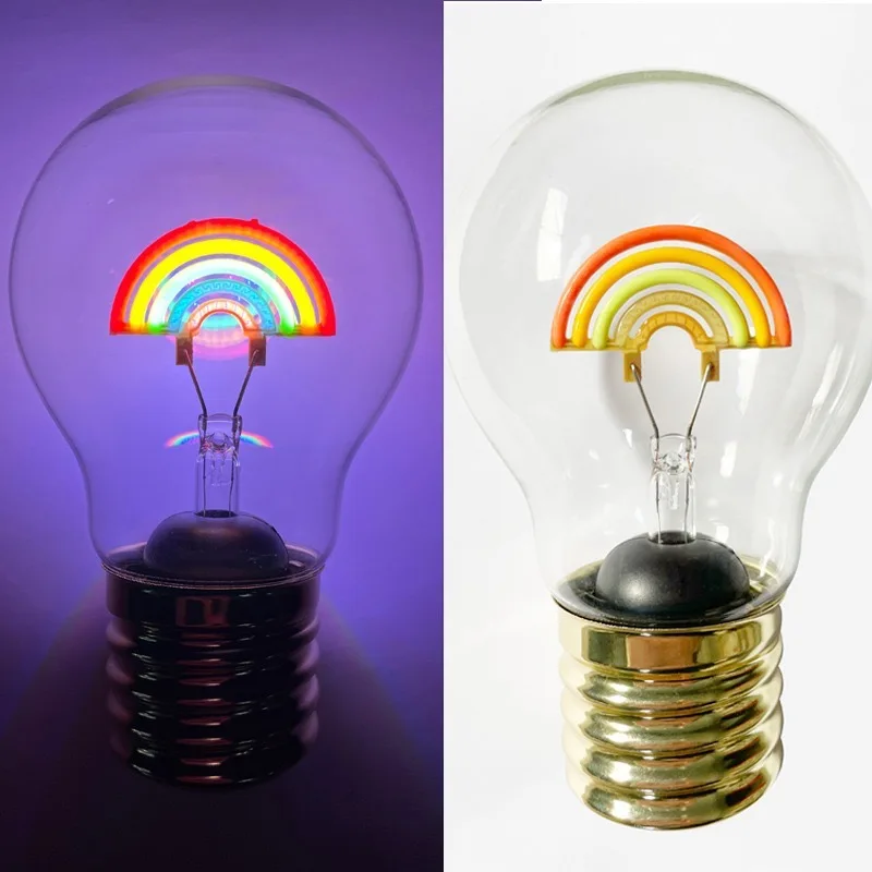 Edison-Lámpara decorativa de tungsteno Vintage, Bombilla recargable tipo C, arte de plástico de dibujos animados, regalo de Navidad, 5V, A70