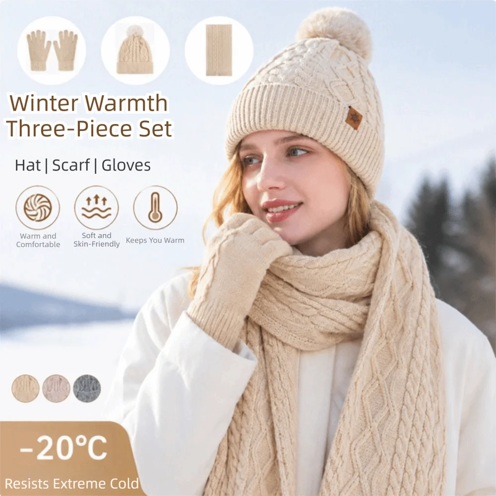thermal-protection-3-piece-set-hat-scarf-gloves-set-twist-thermal-warm-knit-cap-touch-screen-ear-protection-knitted-hat-women