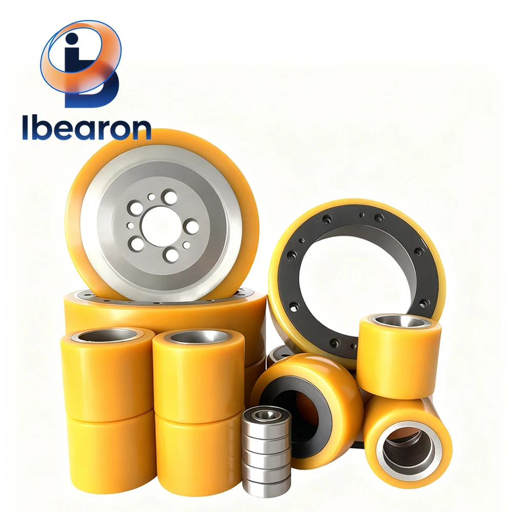 

2PCS Heavy-Duty Enhanced PU Iron Core Forklift Casters 80x60mm - Super Wear-Resistant, Quiet, for Electric Forklifts