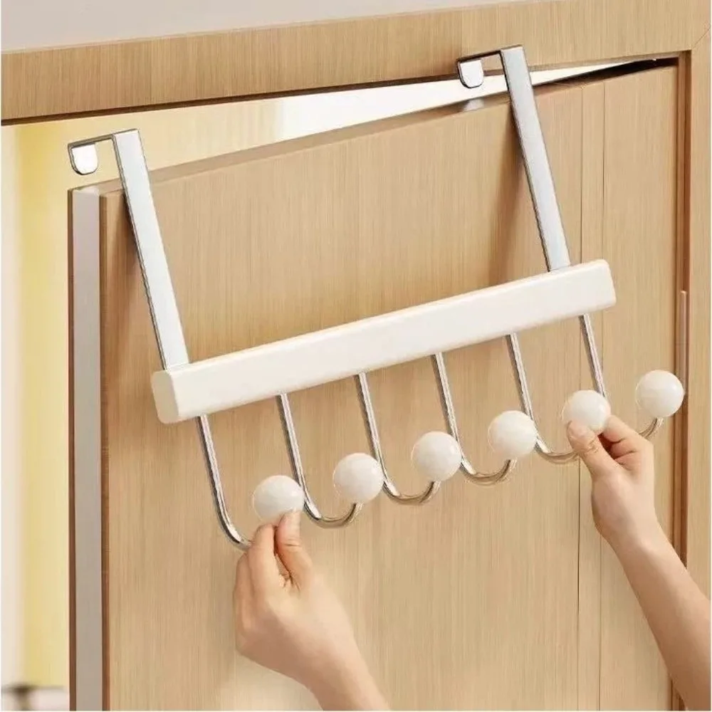

New Foldable Door Hooks 6 Hooks Without Drilling Door Hanging Hook Room Organization Space Saving Coat Hangers Home