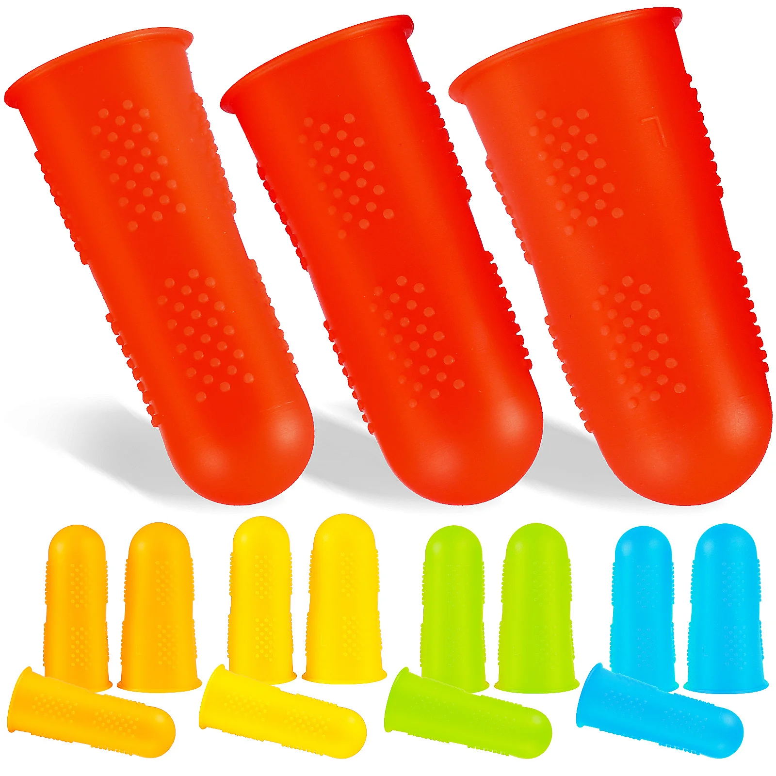 15 pcs Silicone Finger Protectors Reusable Elastic Finger Caps For Sewing Crafts Ironing Embroidery Needlework Gardening