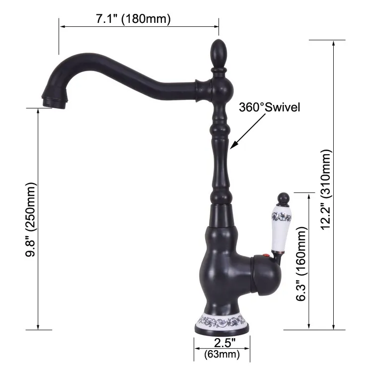 Oil Rubbed Bronze 360 Swivel Spout Bathroom Sink Faucet Kitchen Basin Cold And Hot Water Mixer Tap Dnfba3