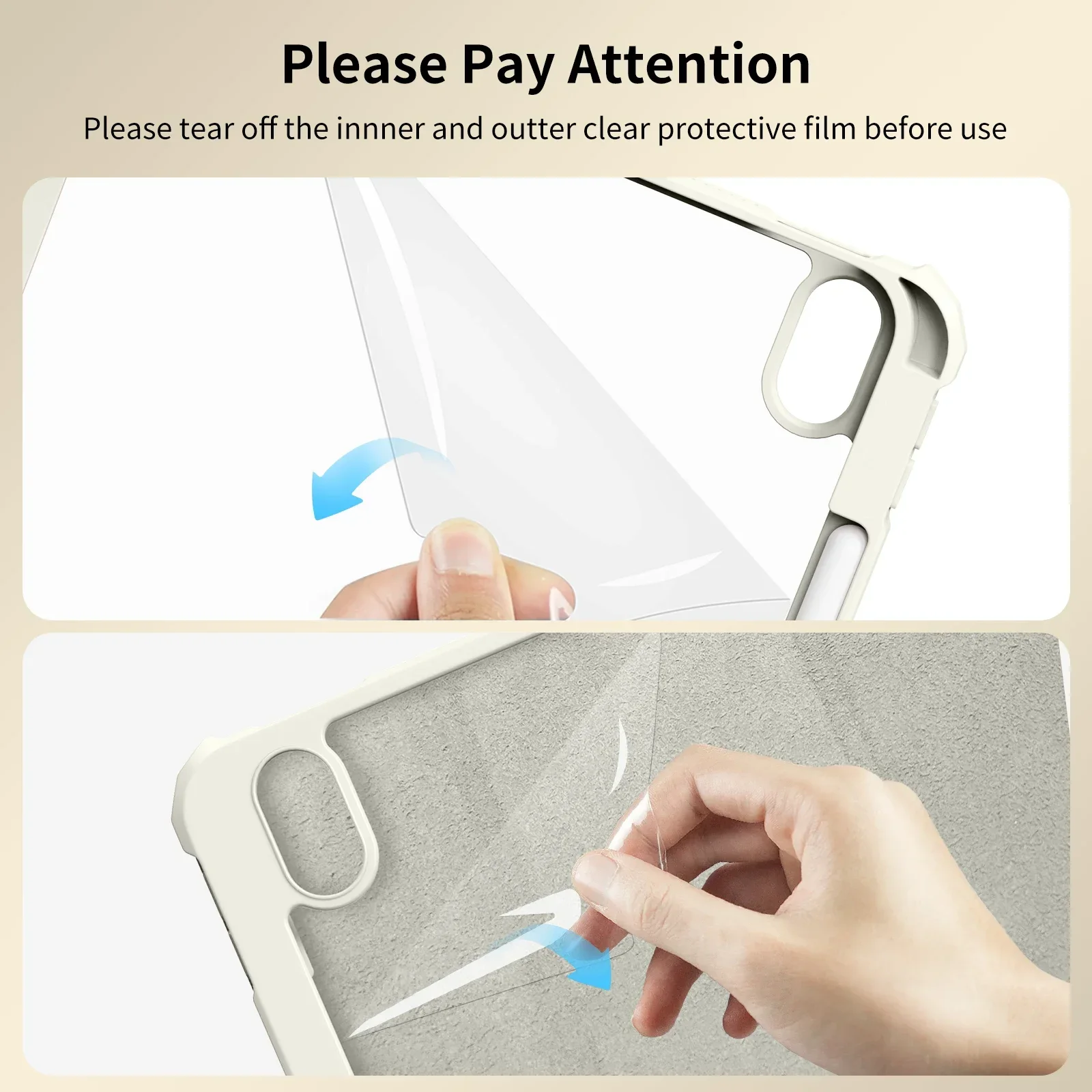 For iPad 10th 10.9 Case with Pencil Holder, Translucent Cover for iPad Air 4 5 6 7 Pro11 2024 2025 Shockproof Protective Case