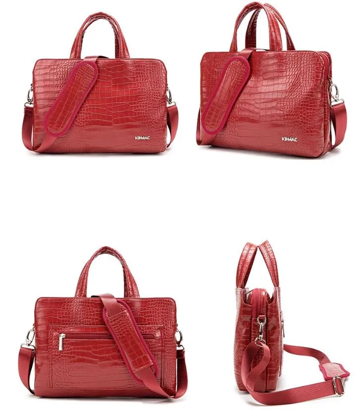 Crocodile Pattern Leather Women Handbags Lady Large Capacity 15.6 Inch Laptop Bag Business Briefcase Shoulder Bags 2023 New