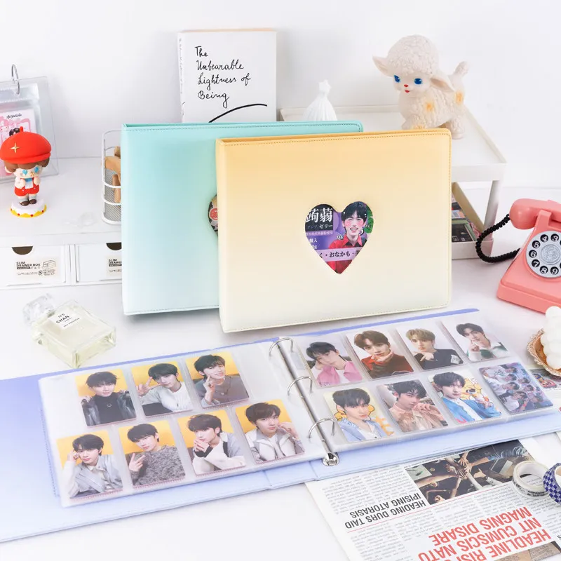 Альбом для карточек Heart Hollow Gradient на 7/8 карманов, 50 страниц, для KPOP фотокарточек 3 дюйма, Polaroid, Pokemon, Yu-Gi-Oh, спортивных карточек