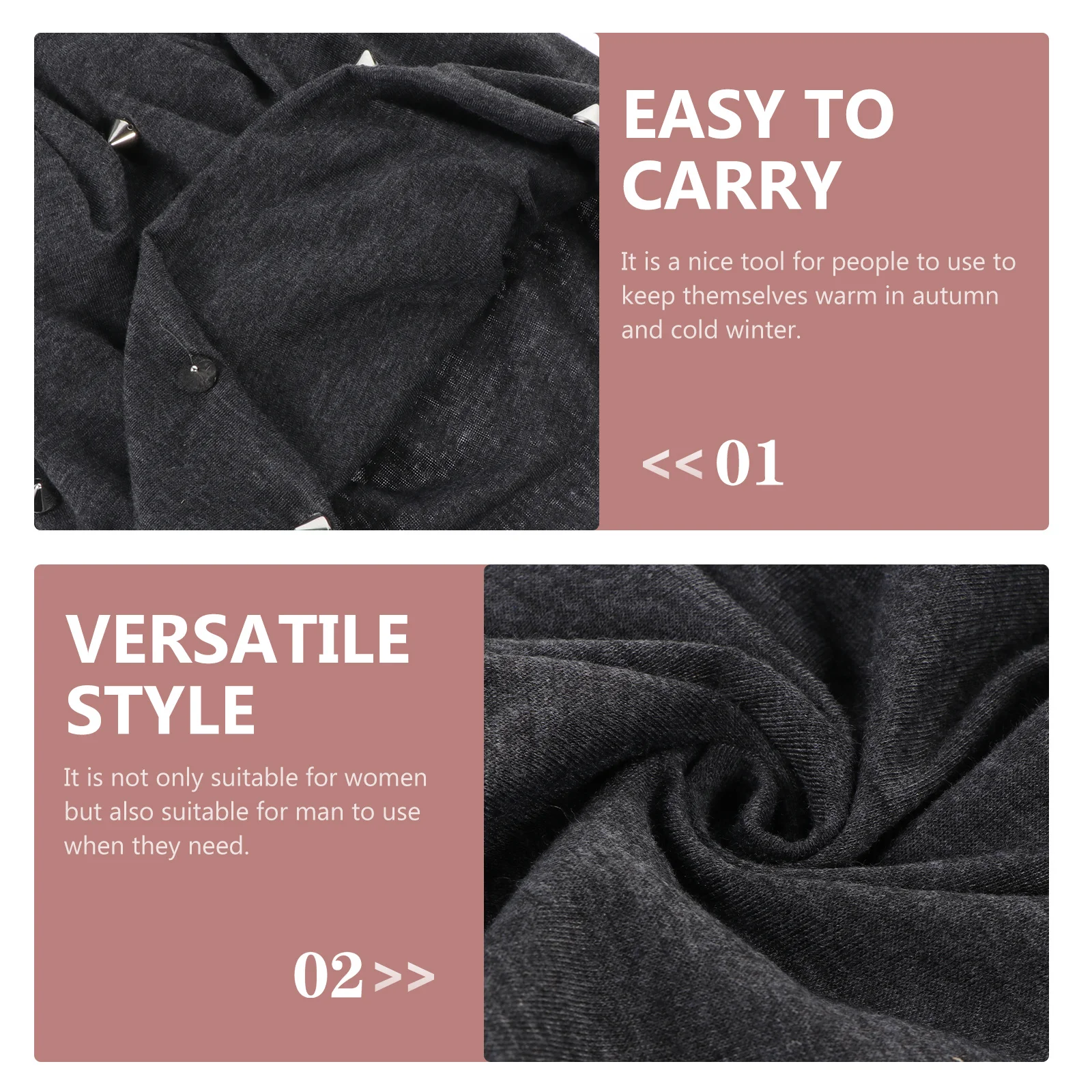 

2Pcs Rivet Pullover Hat Lightweight Supple Outdoor Windproof Caps Portable Warm Stylish Winter Accessory Winter Caps