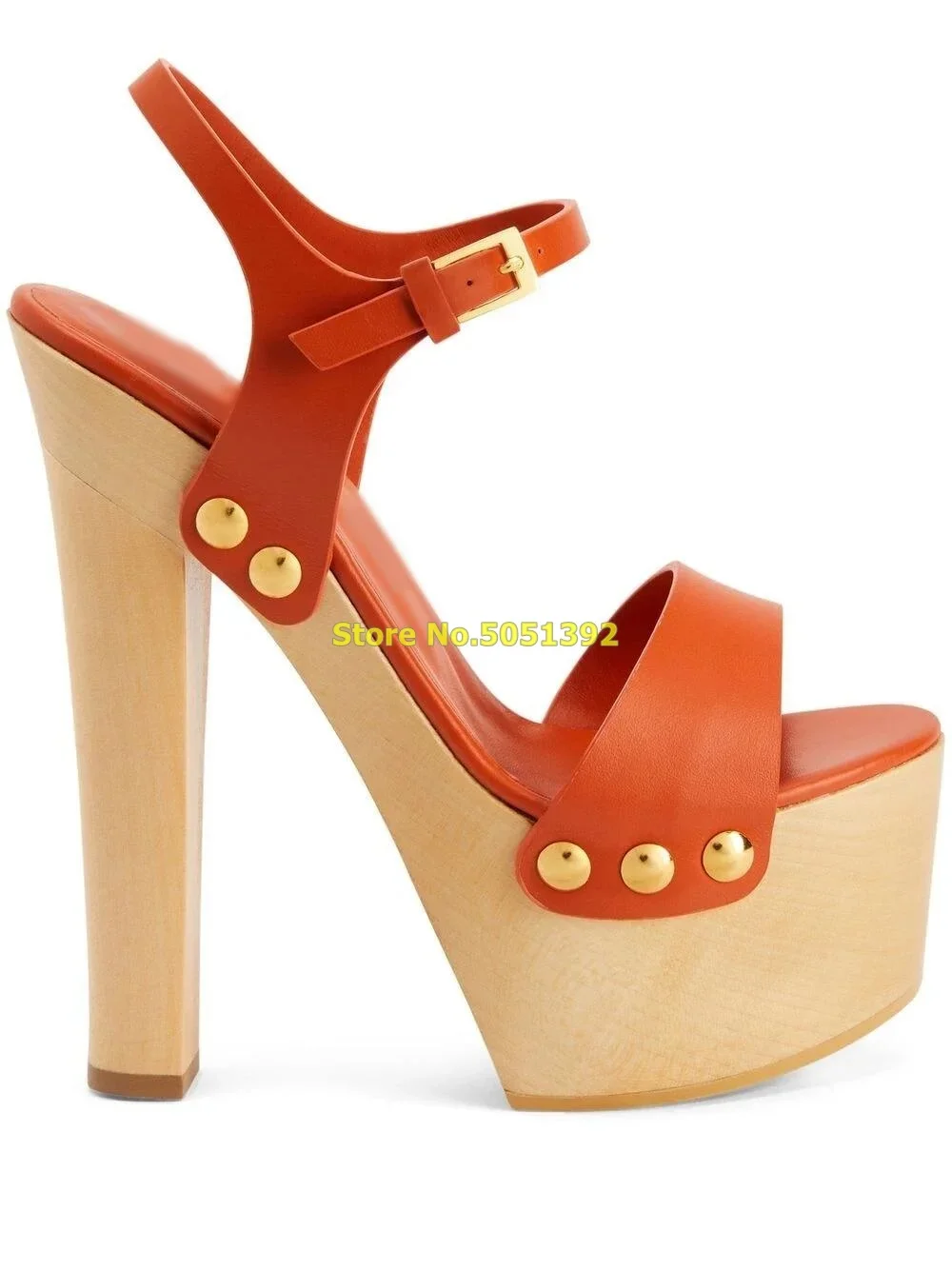 Wood Heel Platform Block Heel Sandals Open Toe Ankle Buckle Strap Super High Heel Fashion Women Sandals Peep Toe Summer Shoes