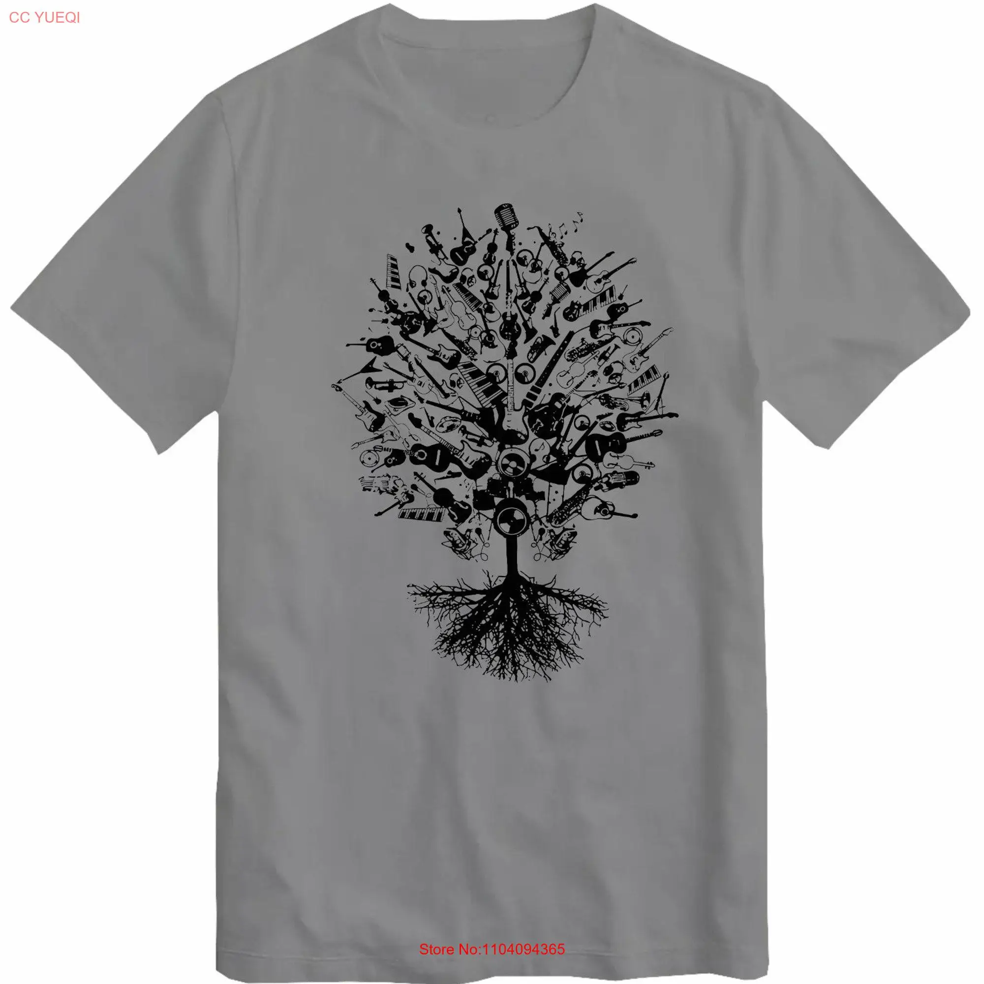 Tree Of Music T Shirt Tribal life Oak King Air Guitar Note Metal Base Top long or short sleeves