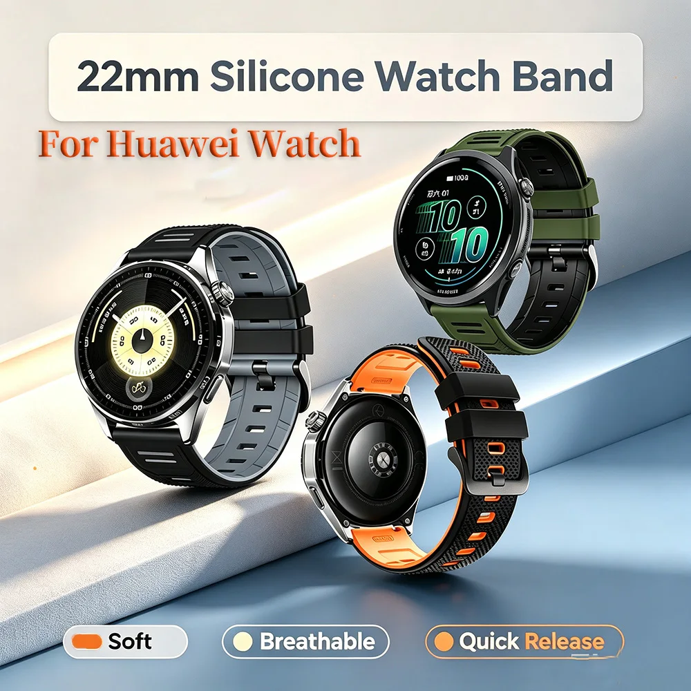 22mm Silicone Watch Band Quick Release Strap For Huawei Watch GT6 5 4 3 2 Pro Watch 5 4 Ultimate 2 GT Runner Honor Magic Watch 2