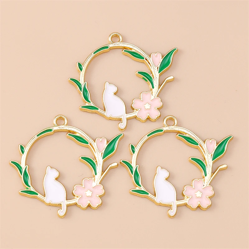 20 Stück Gemischte Cartoon-Tier- und Katzen-Anhänger, Emaille-Blumen-Charms für Schmuckherstellung, Halsketten, Ohrringe, Armbänder, DIY-Bastelgeschenke – Detail 8