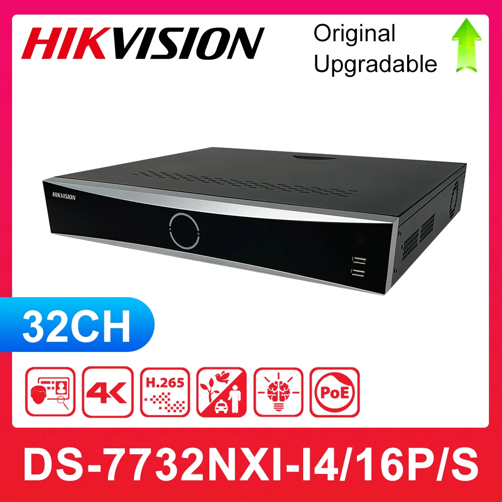 

Hikvision DS-7732NXI-I4/16P/S Original English Version 32-ch 1U 16 POE AcuSense 4K NVR Up to 4-ch Perimeter Protection