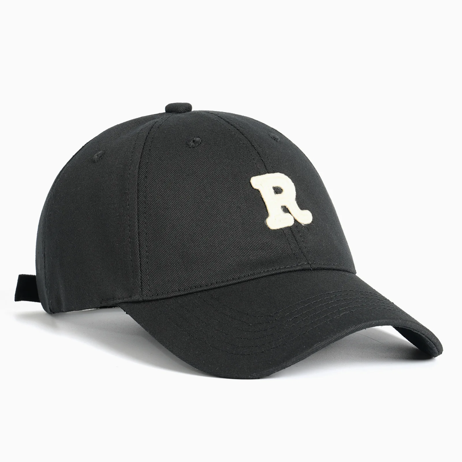 New High Quality Cotton HardTop Baseball Cap Elastic Pineapple Cloth Material Gold Thread Embroidery Craft R Letter Design Style