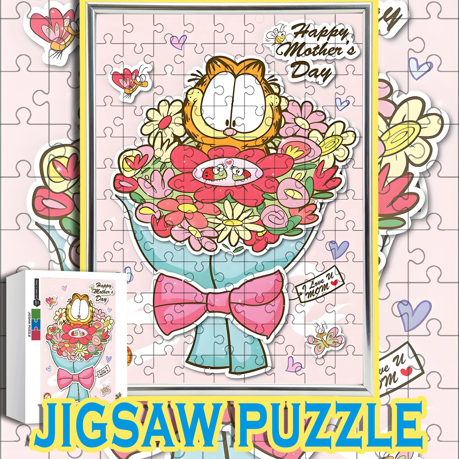 

Garfield Happy Mother's Day Flower Bouquet Wooden Jigsaw Puzzle 108/200/300/500/1000pcs Color Box