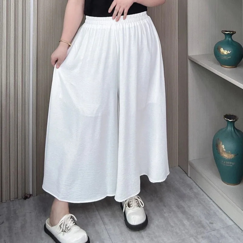 Pantalones de pierna ancha para mujer, pantalón de cintura alta, holgado, informal, Vertical, talla grande, primavera y verano, 2024