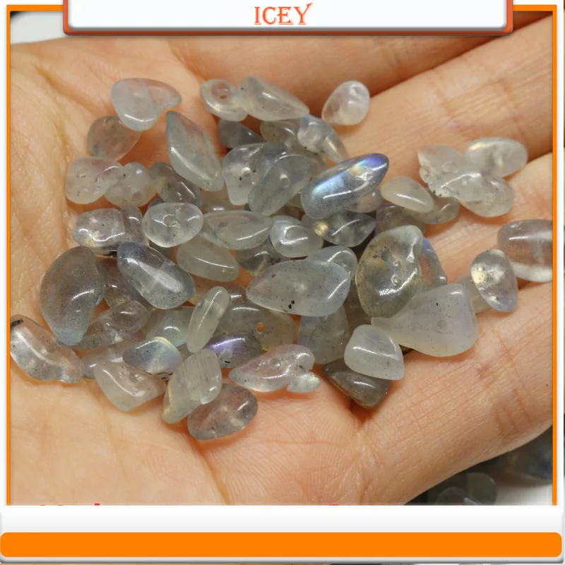 Icey 10g Grey Sparkling Bulk Beads Perforated Crystal 5-8mm Crushed Stone Semi Finished Gemstone Loose Beads Fish Tank Stone