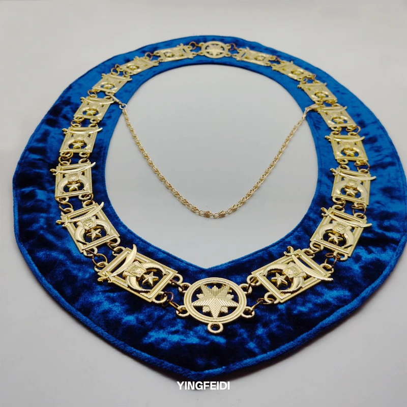 

Shriners Chain Collars - Blue Velvet Gold Plated