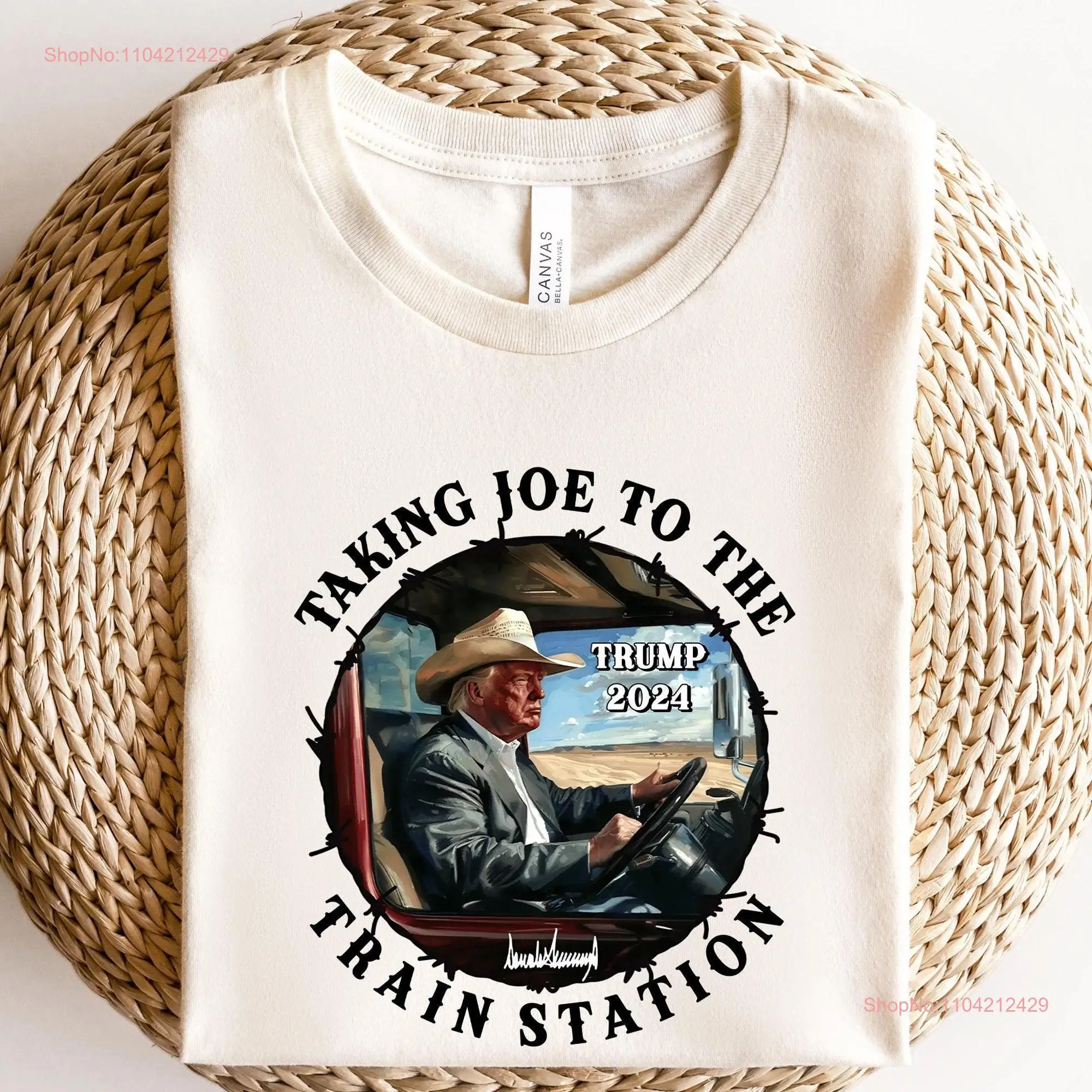 Trump 2024 Vote T Shirt Taking Joe to the Train Station Patriotic Political Humor Perfect for Supporters