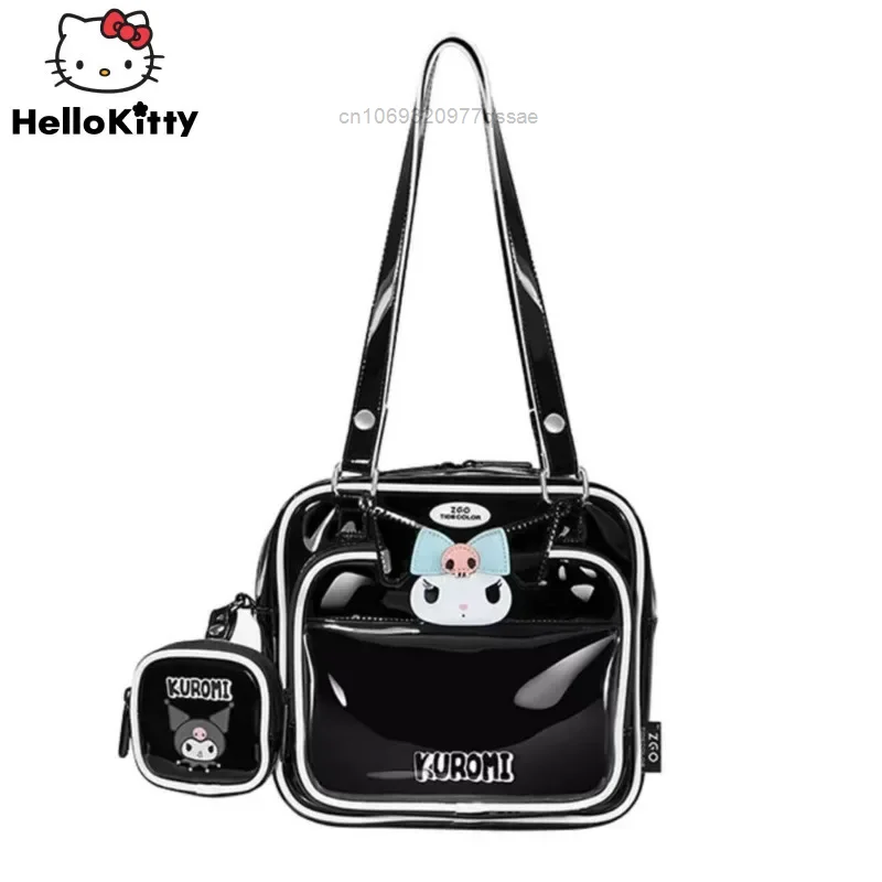 Sanrio Kuromi Kwadratowe torby do makijażu z zamkiem błyskawicznym dla kobiet 2024 New Cartoon Y2k PU Commuter Handheld Single Shoulder Bags