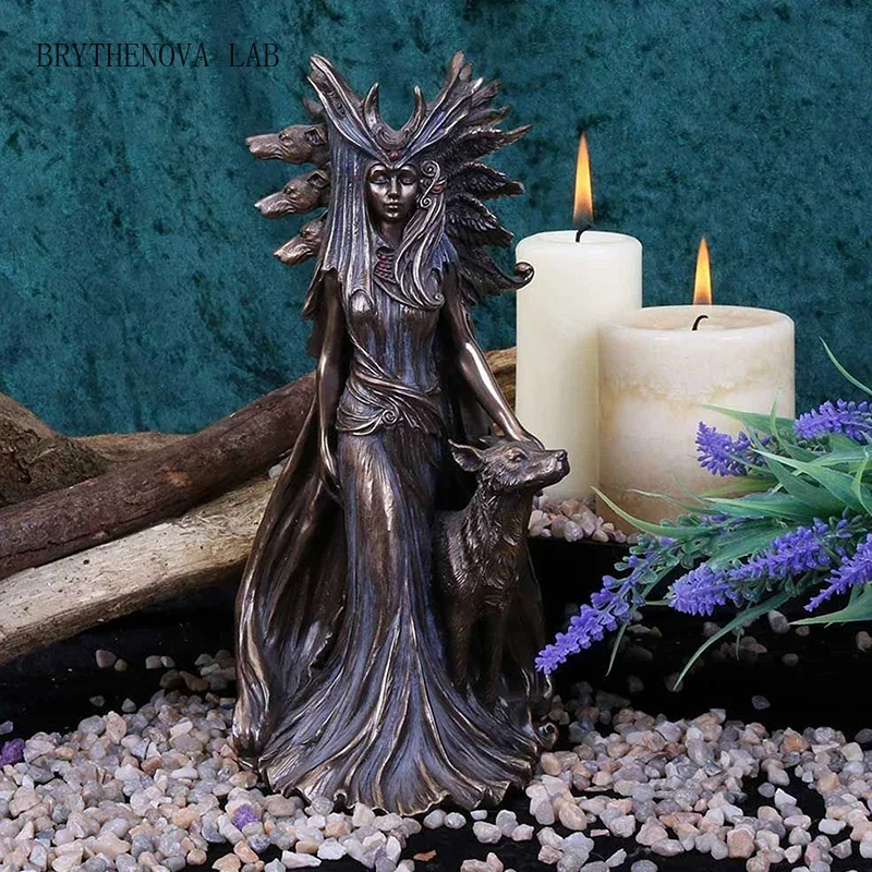 Hecate Greek Goddess of Magic with Her Hounds Statue Figurine Art Modern Resin Witch Hound Sculpture Home Living Room Decoration