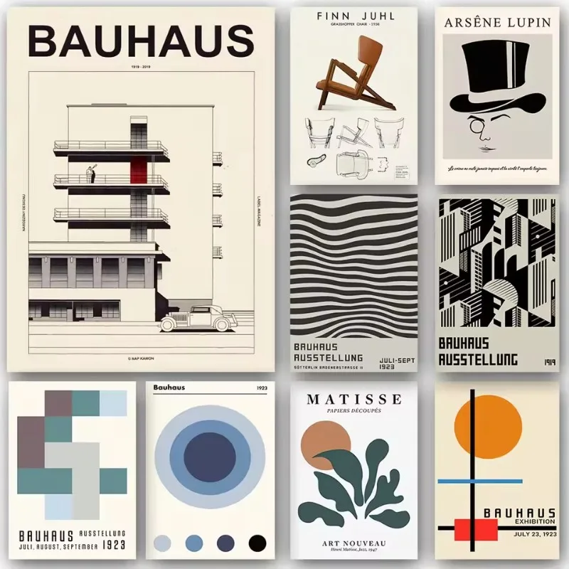 2026 Black and White Modernism Exhibition Canvas Print Vintage Minimalist Bauhaus Painting Wall Art Posters For Home Decor