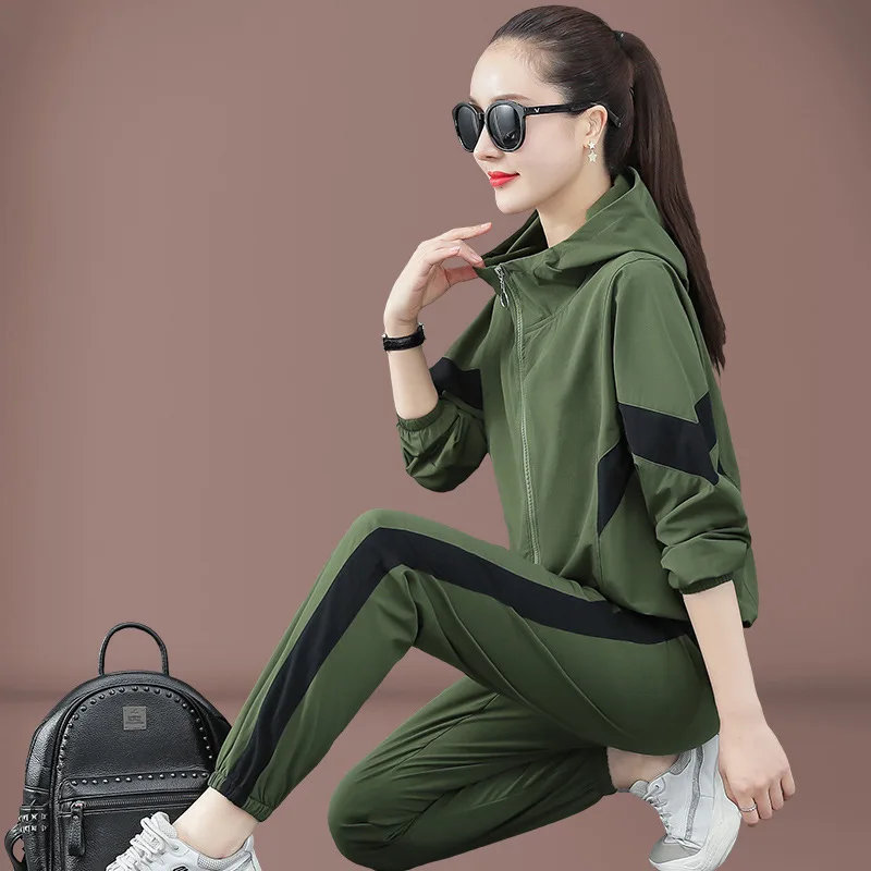 Plus Size tute da donna Outfit stile coreano felpa con cappuccio allentata felpa + pantalone Running Jogger Fitness Gym Workout Set Casual