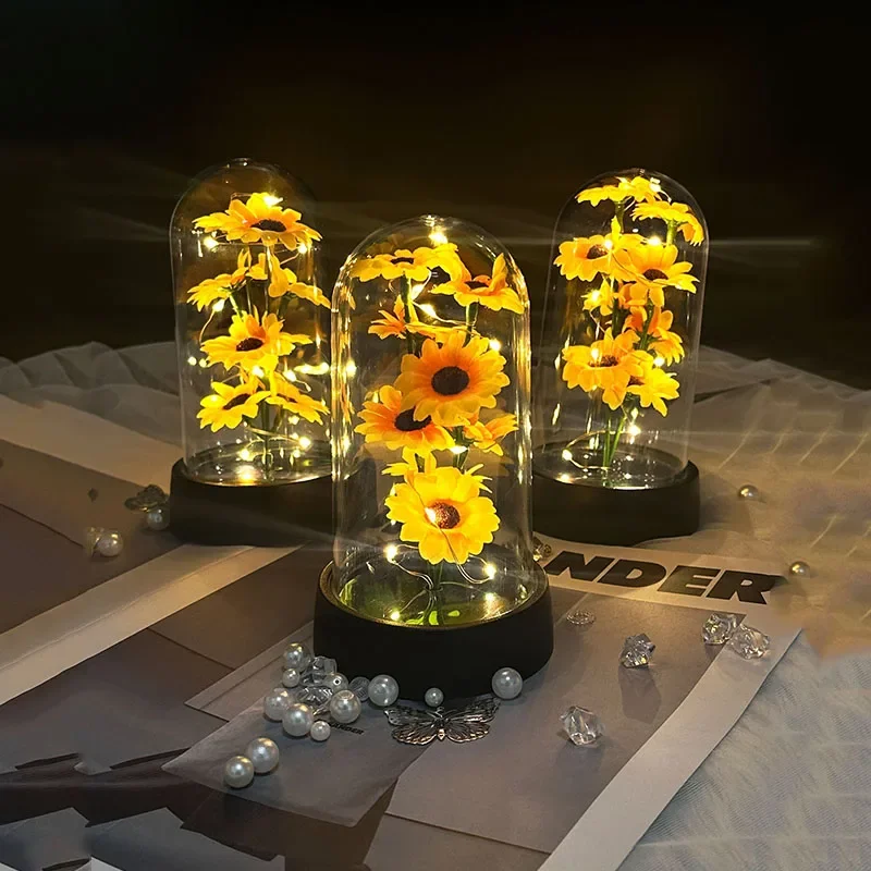 Graduation Season Gift Small sunflower Plastic Set Mother's Day Send Wife Send Mother Valentine's Day Eternal Flower Gift Birthd
