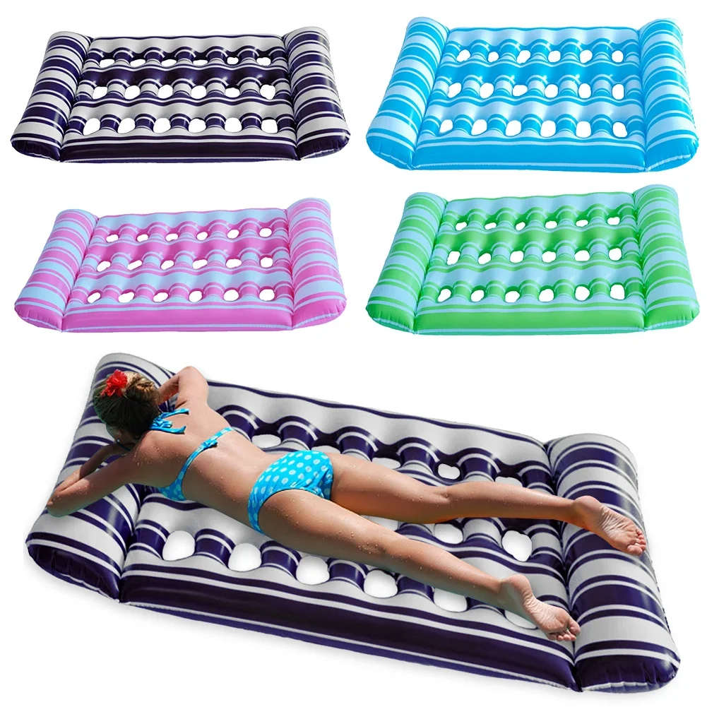 Inflatable Floating Bed Portable Floating Lounger Air Mattress Foldable Swimming Pool Air Mattress for Swimming Pool Party