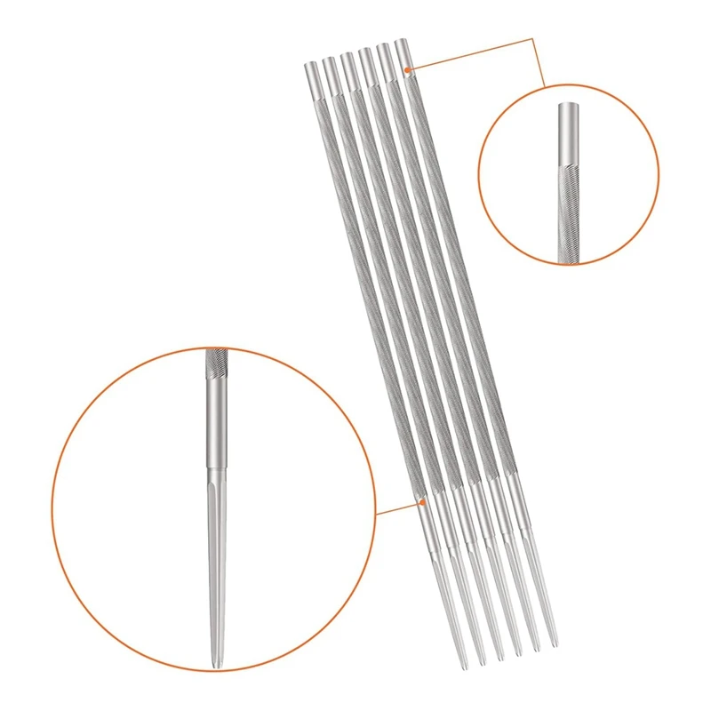 AT02-7/32Inch Chainsaw File 6Pcs, Round Chain Sharpening File, Chain Saw Hand Files For Chainsaw With 3/8Inch Pitch Chains