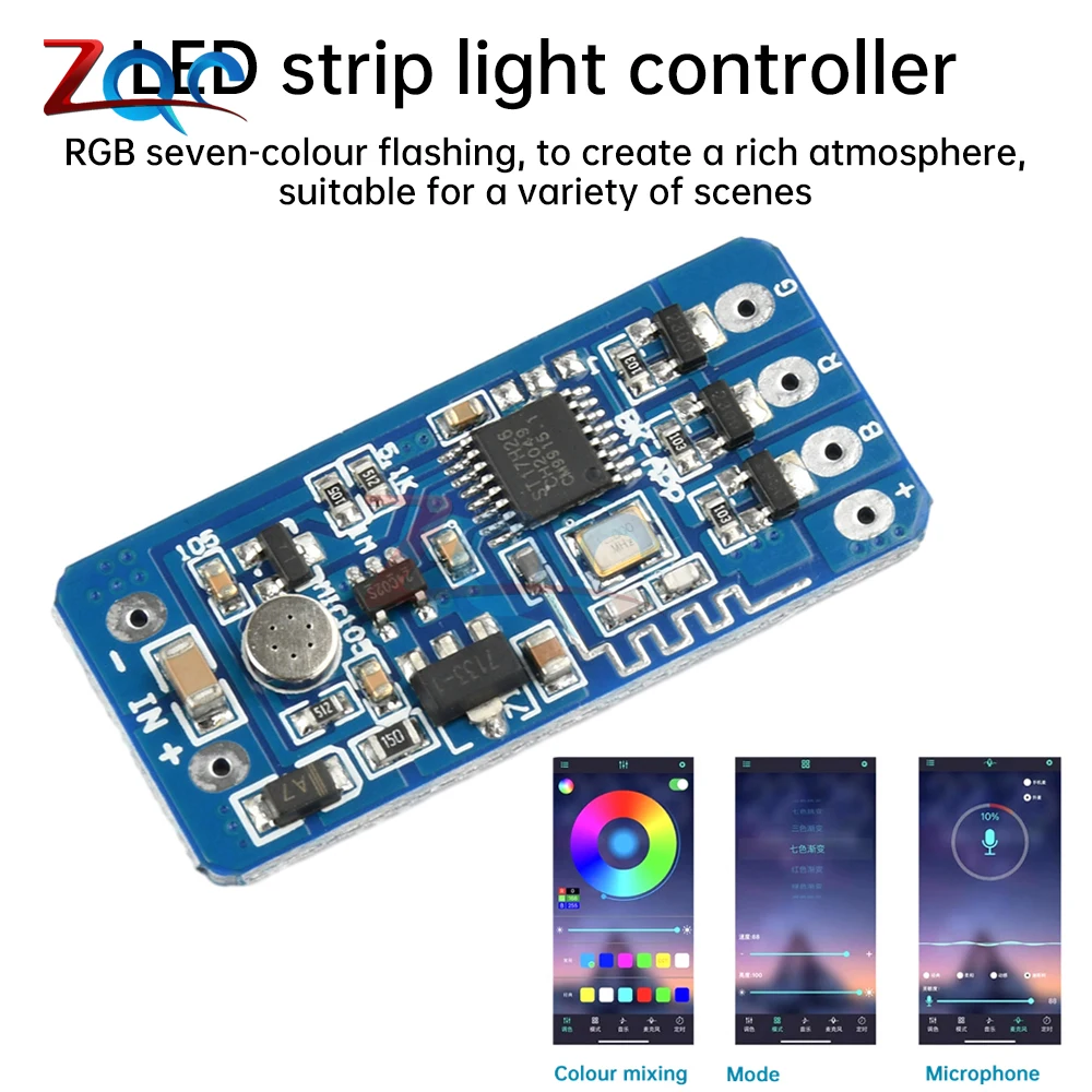 

DC5V 12V 24V RGB Colorful Flash Module Light Control Circuit Board Light Strip Controller Color Lamp Module Drive Circuit Board