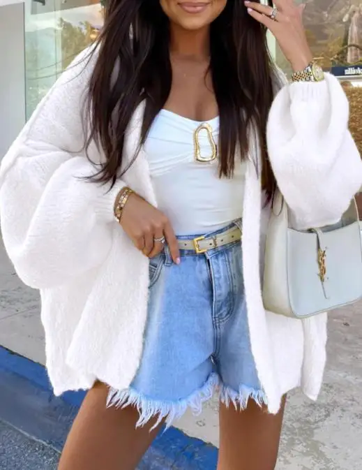 

2025 Autumn/Winter New Women's Fashion Leisure Vacation Solid Color Long Sleeve Jacket Sweater Women's Wear