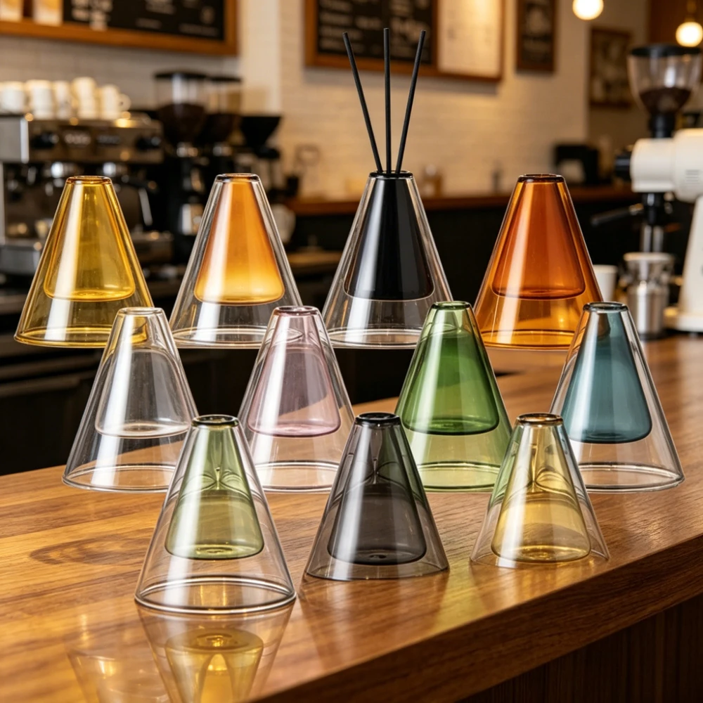 Double Layer Triangle Glass Aromatherapy Glass Bottle Oil Organizers Storage Containers Wedding Centerpiece Home Decoration