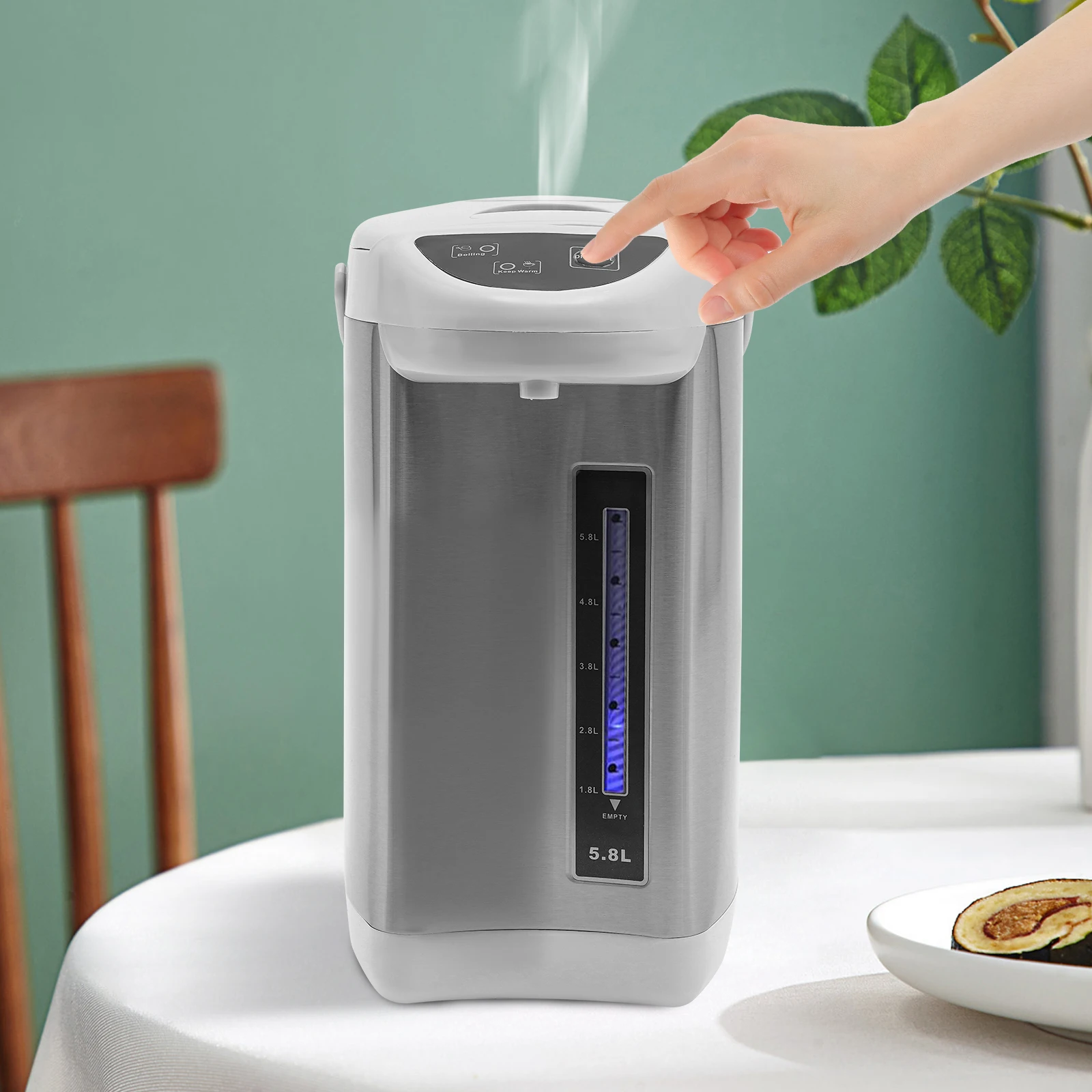 

Серый электрический чайник, водонагреватель и подогреватель, съемный резервуар для воды из нержавеющей стали 304, функция сохранения тепла кофе или чая