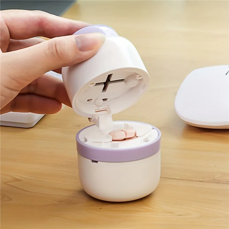 Portable 2-in-1 Pill Box With Pill Cutter For Cutting Small Pills Or Large Pills In Half Quarter Travel Pill Organizer Case