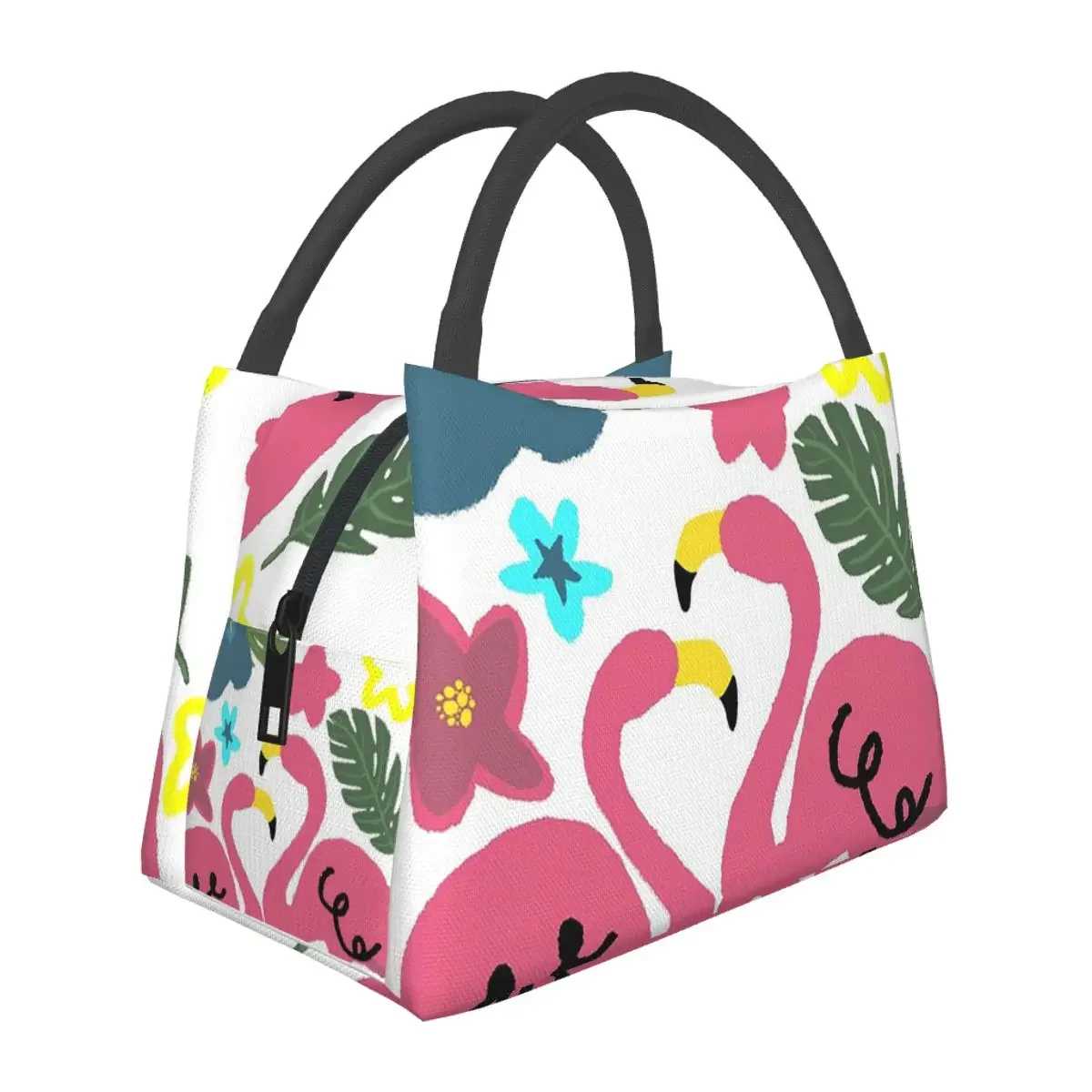 

Flamingo Bird Flowers Lunch Bags Insulated Bento Box Waterproof Lunch Tote Picnic Bags Cooler Thermal Bag for Woman Kids School