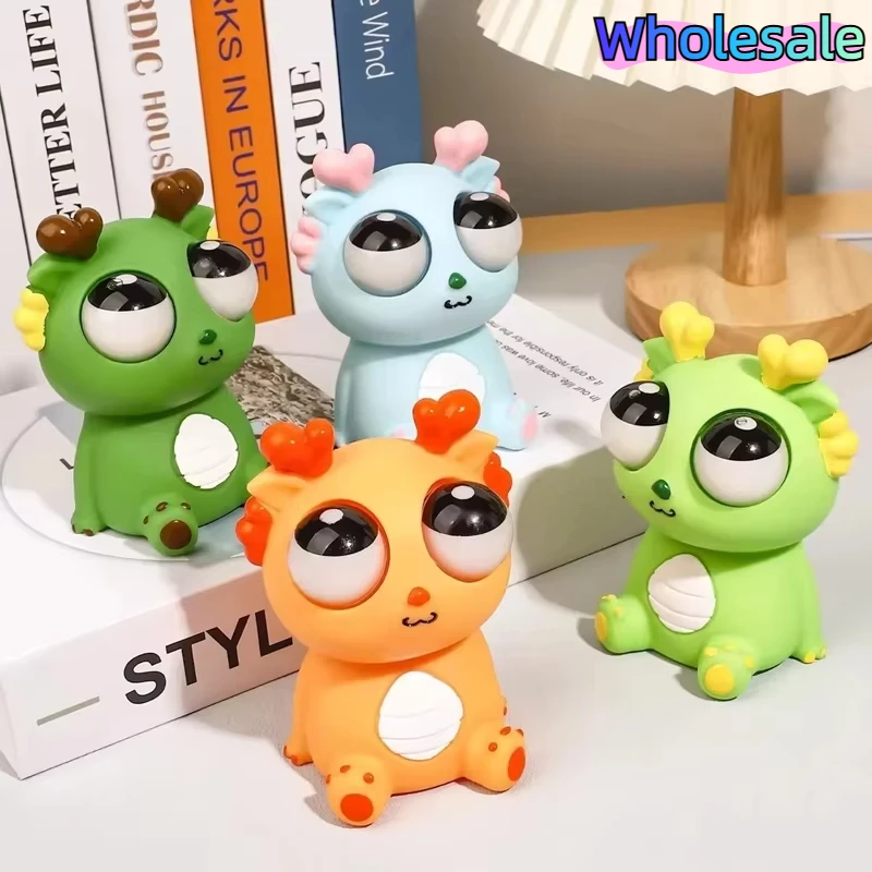 Wholesale Funny Creative Little Dragon Toy Bulging Eyes Little Dragon Stress Relief Gift One Dollar Two Dollar Same Popular Toys