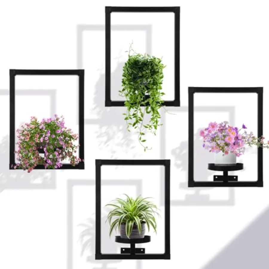 

4 Pcs Wall Plant Holder Wall Planters for Indoor Plants Metal Window Planters Shelves Picture Frame for Indoor Outdoor Living R