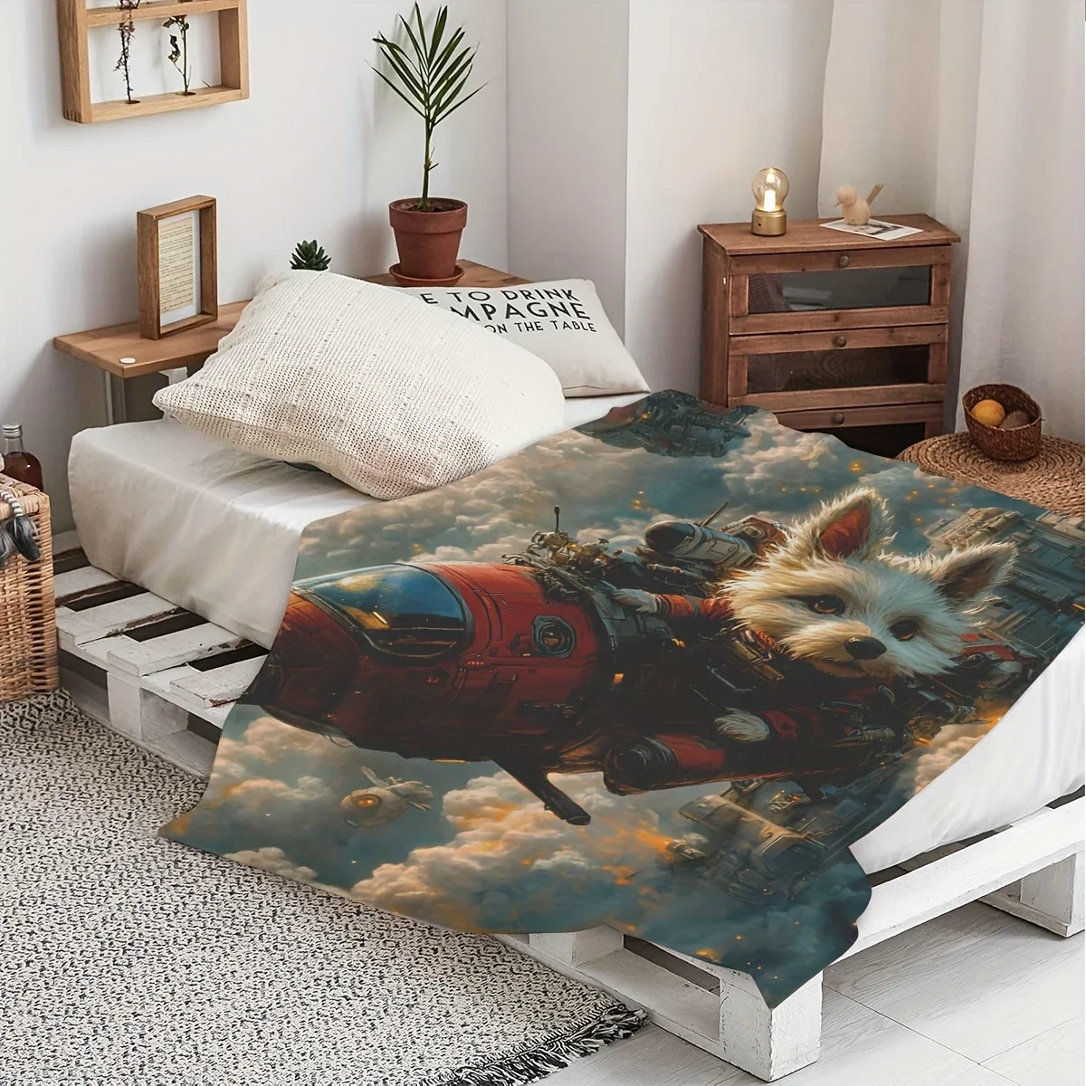 Manta de aventura para perros espacial, suave y acogedora, con diseño futurista de astronauta, ideal para fanáticos de la ciencia ficción y amantes de las mascotas