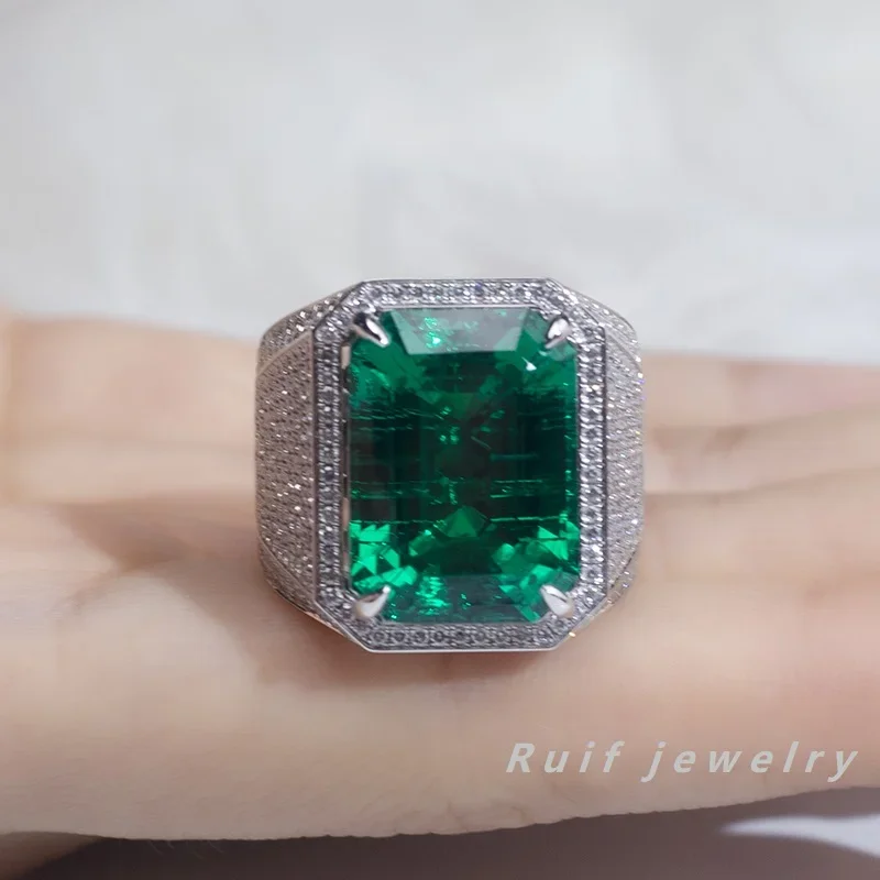 Ruif Custom Luxury 9k gold Lab Grown Emerald Ring for Men MSR-1198 Important Occasion