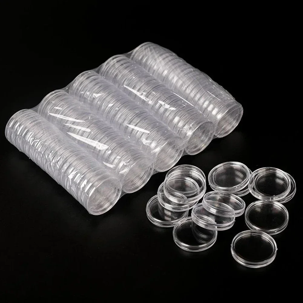 100pcs 25-39mm Transparent Plastic Coin Holder Coin Collecting Box Case For Coins Storage Capsules Protection Boxes Container