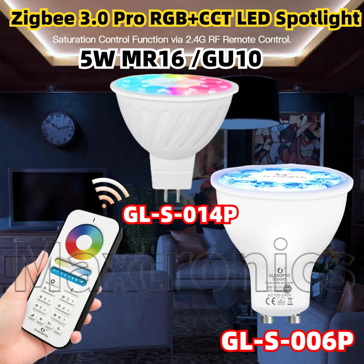 Foco LED Zigbee 3,0 Pro RGB + CCT 5W MR16 /GU10 GL-S-006P/GL-S-014P aplicación Tuya Smart Life Alexa Conbee 2,4G RF bombilla LED remota