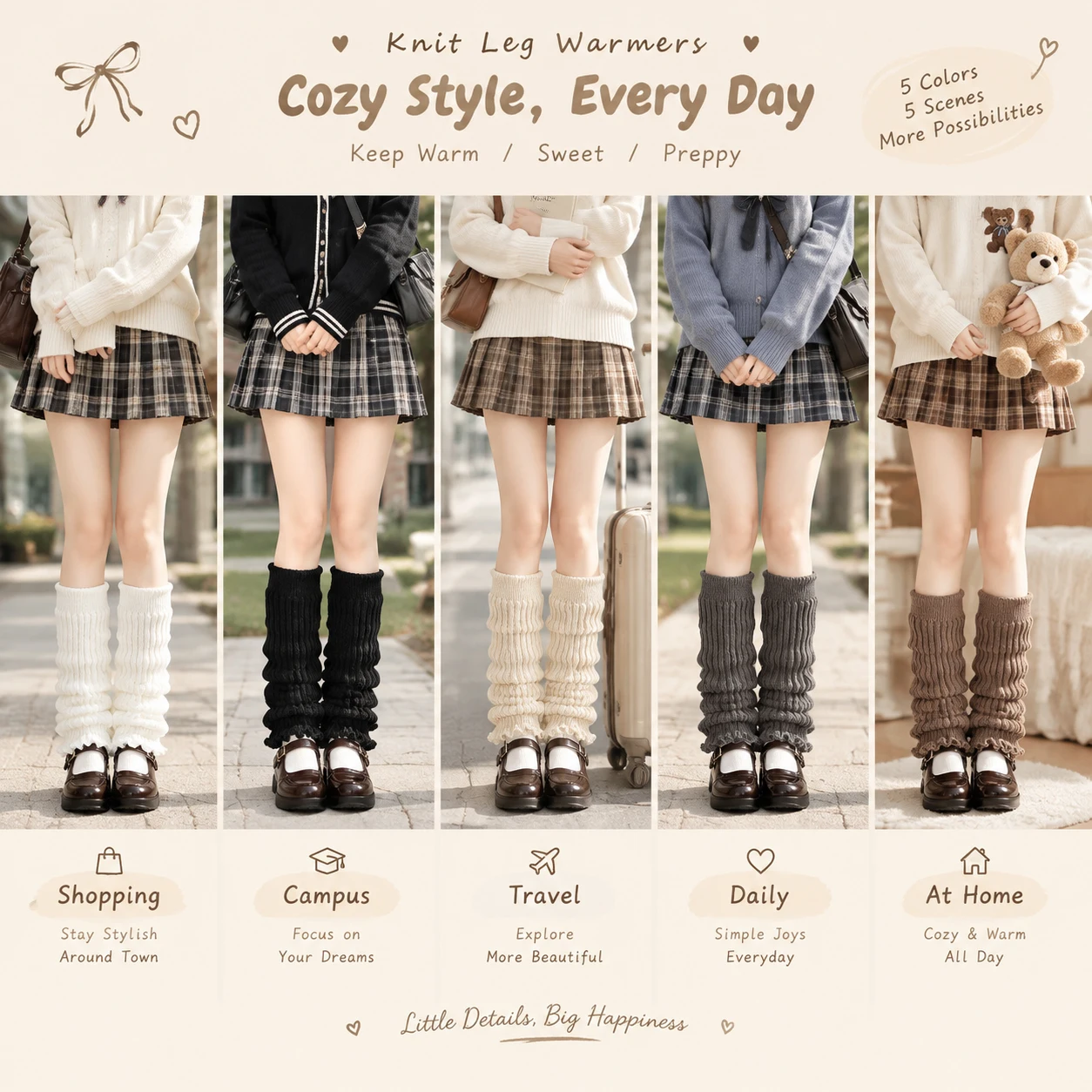 Japan Ruffle Knit Girls Ruffled Knit Leg Warmers Slouchy Ribbed Leg Covers Preppy Kids ...