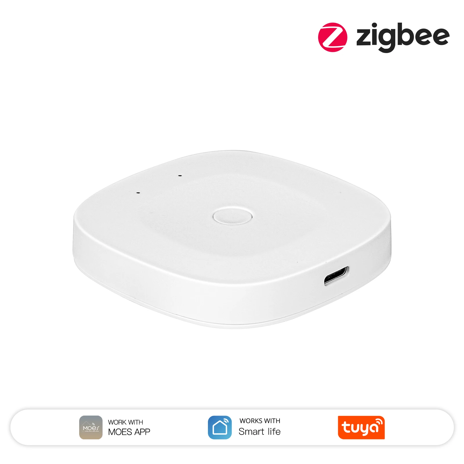 MOES Smart Home Hub, Bluetooth/ZigBee/Multi-Mode-Gateway, kompatibel mit Tuya App, Alexa Google Home, Typ-C-Anschluss, drahtloses Netzwerk