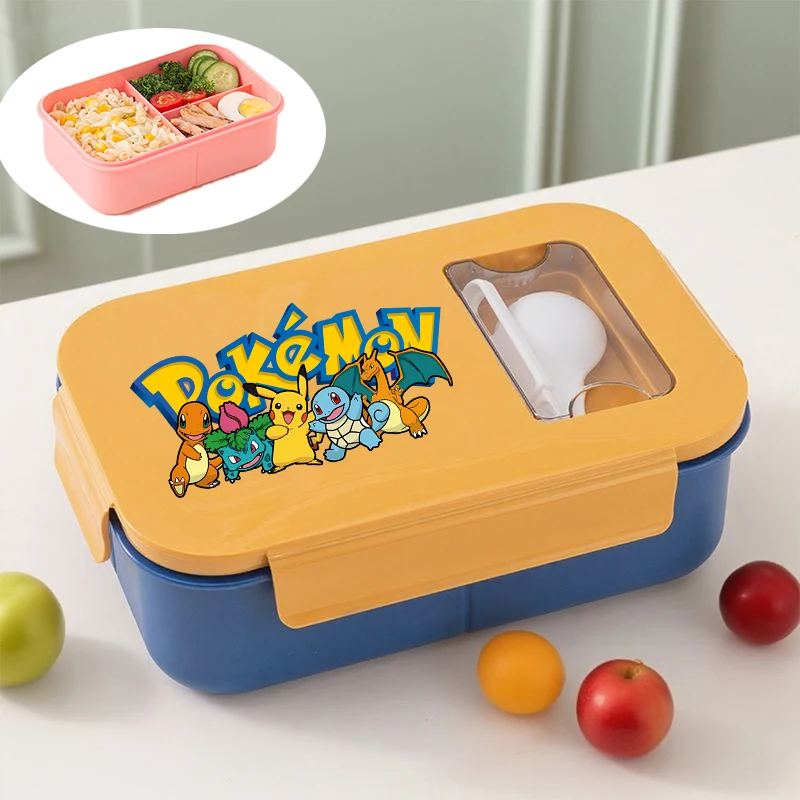 

Pokemons Lunch Box with Spoon Cartoon Anime Pattern Bento Box Student Office Worker Portable Large Capacity Lunch Case Gift 2025