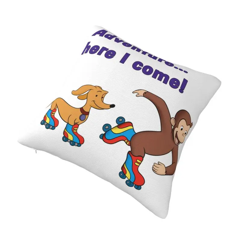 Custom Adventure Here I Come George The Curious Anime Monkey Luxury Throw Pillow Cover Cushion Cover