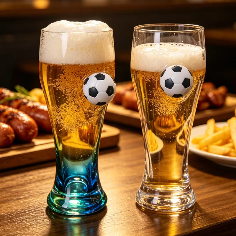 Soccer large-capacity glass beer cup, craft beer cup, juice cup, internet-famous draft beer cup
