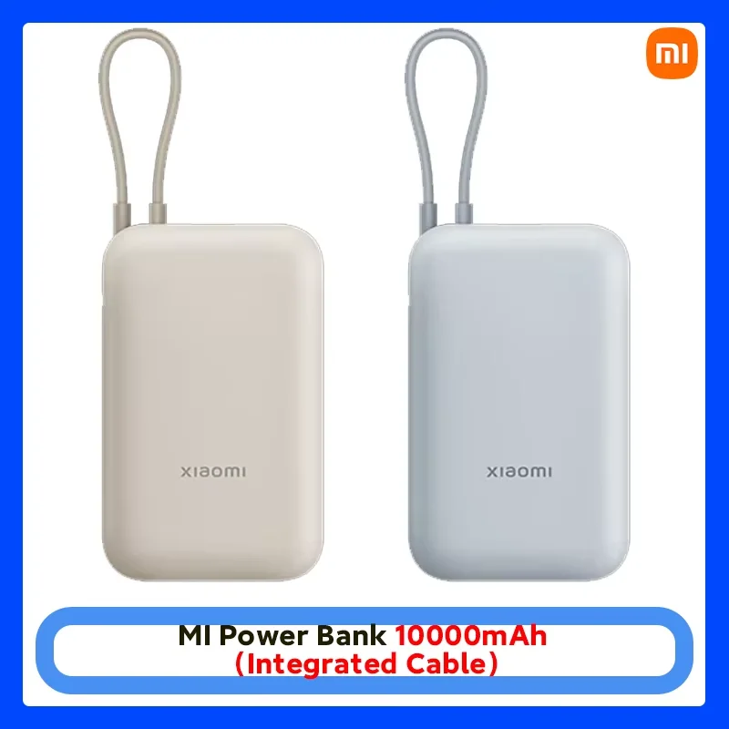 Global Version Xiaomi Power Bank 10000mAh (Integrated Cable) Compatible with Multiple Devices 22.5W MAX Power Safety Protection