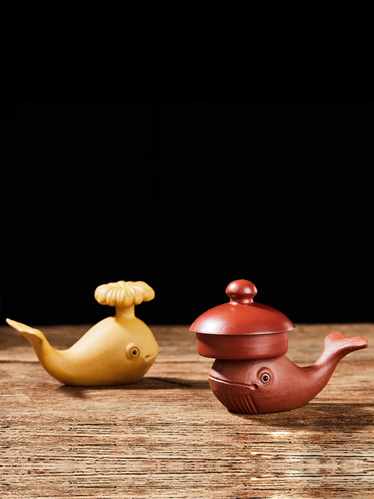 Purple Clay Whale Tea Pet Teapot, Teapot Lid Ornament, Zen Retro Chinese Gongfu Tea Set, Home Decoration, Tea Accessories