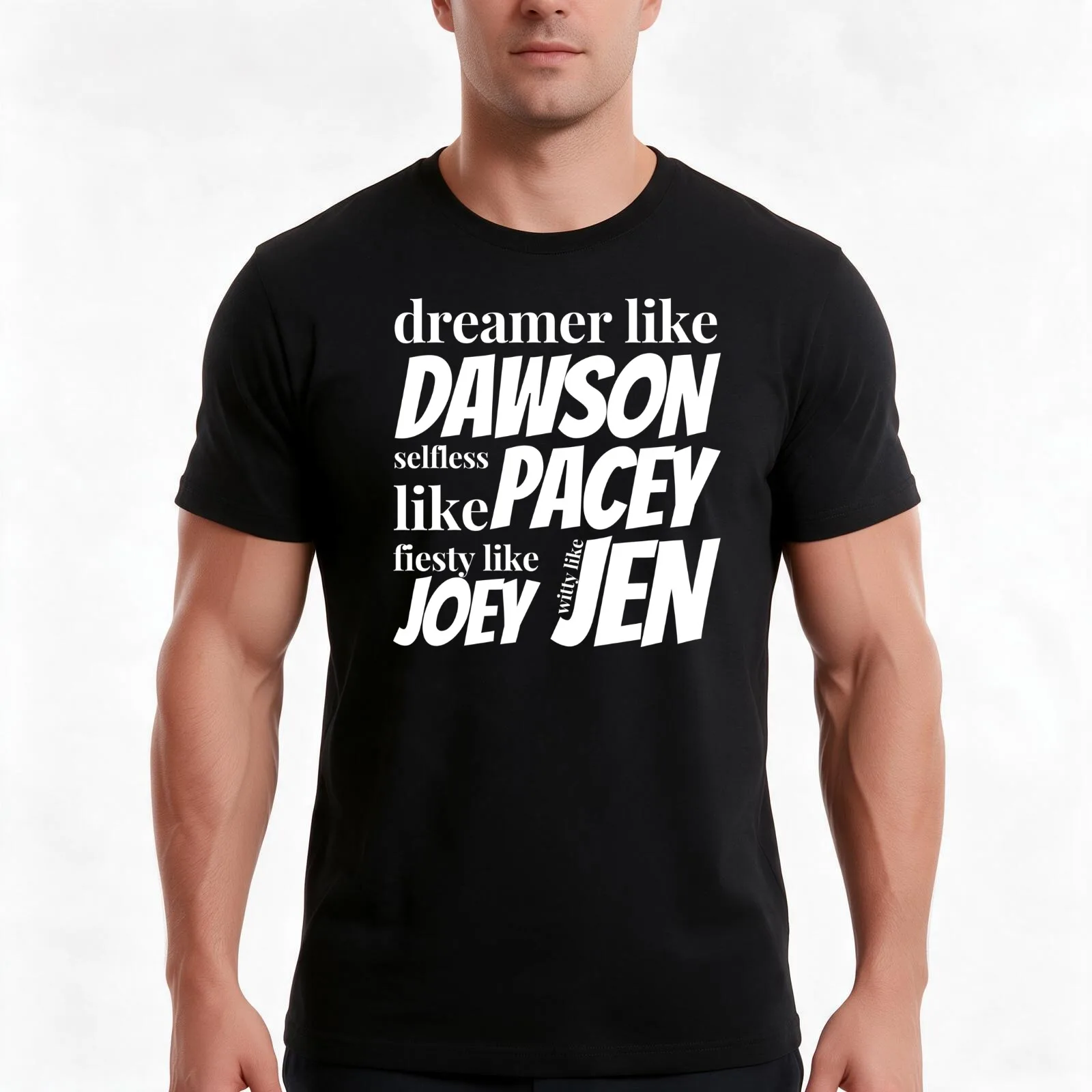dreamer like dawson pacey joey and jen capside creek T-Shirt, Summer Casual Cotton Tee, Oversized Streetwear Tops, 100% Cotton