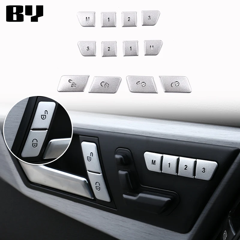

For Mercedes Benz E Class W212 GLK X204 GLE ML Stainless Steel Car Seat door locks Button Repair Trim Stickers Car Accessories